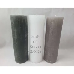 Taufkerze Rustikkerze weiß mit/ohne Teelichteinsatz - Junge - mit Fische in Hellblau-Silber