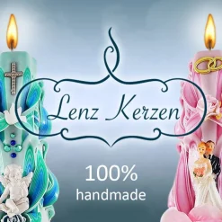 Taufkerze, Taufspruch , Schutzengel , Kreuz, hand geschnitzt, UNIKAT