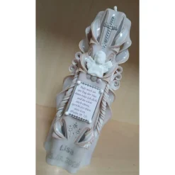 Taufkerze, Taufspruch , Schutzengel , Kreuz, hand geschnitzt, UNIKAT