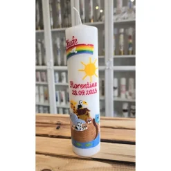 Taufkerze 25x6 - Arche Noah 2 -  Personalisierbar -