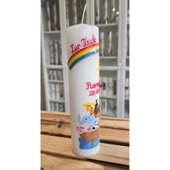 Taufkerze 25x6 - Arche Noah 2 -  Personalisierbar -