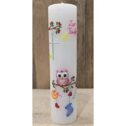 Taufkerze 25x6 - Eule -