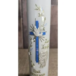 Taufkerze 30x6 - Holografisch - Engel Kind Taube - In verschiedenen Farben