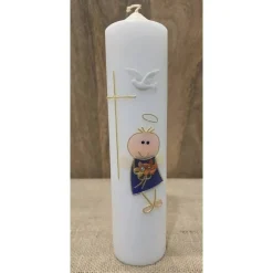 Taufkerze 25x6 - Hologramm mit Stern - In verschiedenen Farben -