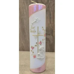 Taufkerze 25x6 - Irisierend - In verschiedenen Farben -