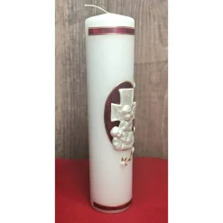 Taufkerze 25x6 - Schutzengel/Kind/Kreuz - Meliert -