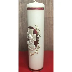 Taufkerze 25x6 - Schutzengel/Kind/Kreuz - Meliert -