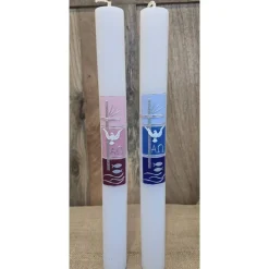 Taufkerze 40x4 -  "Silber" in verschiedenen Farbtönen