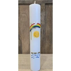 Taufkerze 30x5 - Sonne/Regenbogen
