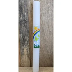 Taufkerze 40x4 - "Sonne/Schmetterling" -