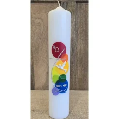 Taufkerze 30x6 - "Taube/Bunt"