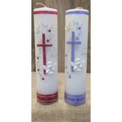 Taufkerze 25x6 Silber-marmoriert - In verschiedenen Farben -