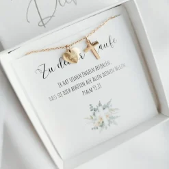 Taufkette mit Gravur für Mädchen und Jungen - Personalisierte Fisch Kette mit Namen - Halskette Kreuz Edelstahl