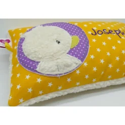 Taufkissen Ente - Süßes Entchen im Doodlekreis mit gesticktem Wunschnamen