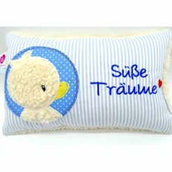 Taufkissen Ente - Süßes Entchen im Doodlekreis mit gesticktem Wunschnamen