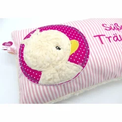 Taufkissen Ente - Süßes Entchen im Doodlekreis mit gesticktem Wunschnamen