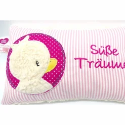 Taufkissen Ente - Süßes Entchen im Doodlekreis mit gesticktem Wunschnamen