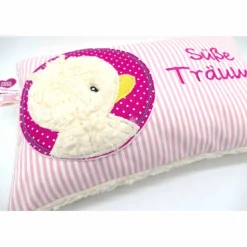 Taufkissen Ente - Süßes Entchen im Doodlekreis mit gesticktem Wunschnamen