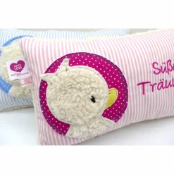 Taufkissen Ente - Süßes Entchen im Doodlekreis mit gesticktem Wunschnamen