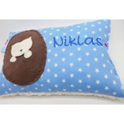 Taufkissen Igel Igelchen mit gesticktem Namen Igelkissen
