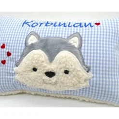 Taufkissen Kuschelkissen Kindergartenkissen Geburtsgeschenk Husky - Kleiner Wolf