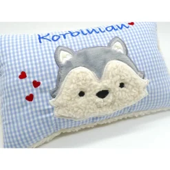 Taufkissen Kuschelkissen Kindergartenkissen Geburtsgeschenk Husky - Kleiner Wolf