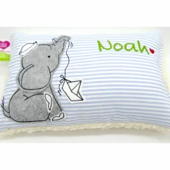 Taufkissen Kuschelkissen Kindergartenkissen Geburtsgeschenk Elefant