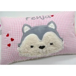 Taufkissen Kuschelkissen Kindergartenkissen Geburtsgeschenk Husky - Kleiner Wolf