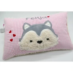 Taufkissen Kuschelkissen Kindergartenkissen Geburtsgeschenk Husky - Kleiner Wolf