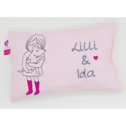 Taufkissen Kuschelkissen Kindergartenkissen Geburtsgeschenk Mädchen mit Hund