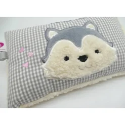 Taufkissen Kuschelkissen Kindergartenkissen Geburtsgeschenk Husky - Kleiner Wolf