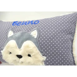 Taufkissen Kuschelkissen Kindergartenkissen Geburtsgeschenk Husky - Kleiner Wolf