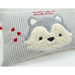 Taufkissen Kuschelkissen Kindergartenkissen Geburtsgeschenk Husky - Kleiner Wolf