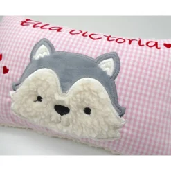 Taufkissen Kuschelkissen Kindergartenkissen Geburtsgeschenk Husky - Kleiner Wolf