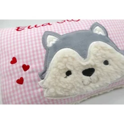 Taufkissen Kuschelkissen Kindergartenkissen Geburtsgeschenk Husky - Kleiner Wolf