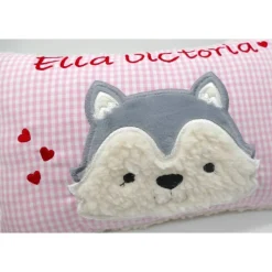 Taufkissen Kuschelkissen Kindergartenkissen Geburtsgeschenk Husky - Kleiner Wolf