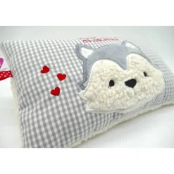 Taufkissen Kuschelkissen Kindergartenkissen Geburtsgeschenk Husky - Kleiner Wolf