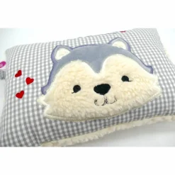 Taufkissen Kuschelkissen Kindergartenkissen Geburtsgeschenk Husky - Kleiner Wolf