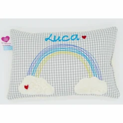 Taufkissen Regenbogen mit gesticktem Namen