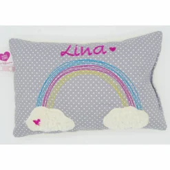 Taufkissen Regenbogen mit gesticktem Namen