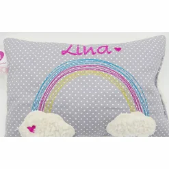 Taufkissen Regenbogen mit gesticktem Namen