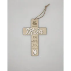 Taufkreuz aus Holz I Kommunionkreuz I personalisierte Geschenkidee zur Taufe, Kommunion, Firmung oder Konfirmation
