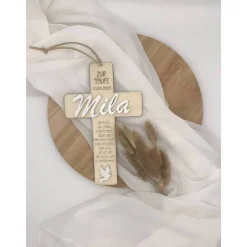 Taufkreuz aus Holz I Kommunionkreuz I personalisierte Geschenkidee zur Taufe, Kommunion, Firmung oder Konfirmation