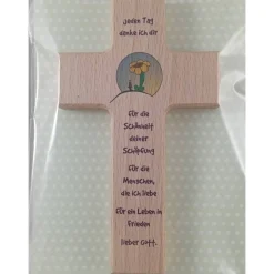 Taufkreuz Blüme mit Spruch Geschenk Geschenkidee Weihnachten Taufe Kommunion Geburtstag