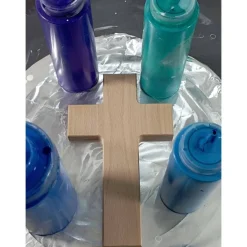 Taufkreuz Geschenk Geschenkidee Weihnachten Taufe Kommunion Geburtstag Acrylic Pouring lila blau weiß Unikat