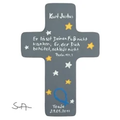 Taufkreuz Holzkreuz Kinderkreuz mit christlichem Motiv  zur Taufe/Geburt/Kommunion