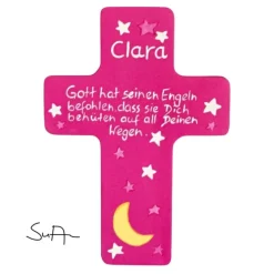 Taufkreuz Holzkreuz Kinderkreuz Mond und Sterne  zur Taufe Geburt/Kommunion