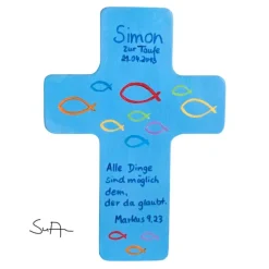 Taufkreuz Holzkreuz Kinderkreuz mit christlichem Motiv  zur Taufe/Geburt/Kommunion