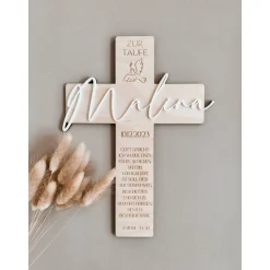 Taufkreuz personalisiert mit Taufspruch, Taufe, Taufgeschenk, Geschenk zur Taufe, Holzkreuz, Personalisiertes Kreuz