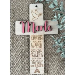 Taufkreuz personalisiert, Kommunionskreuz, Holzkreuz, Geschenk zur Geburt, Taufgeschenk,Geschenk fürs Patenkind